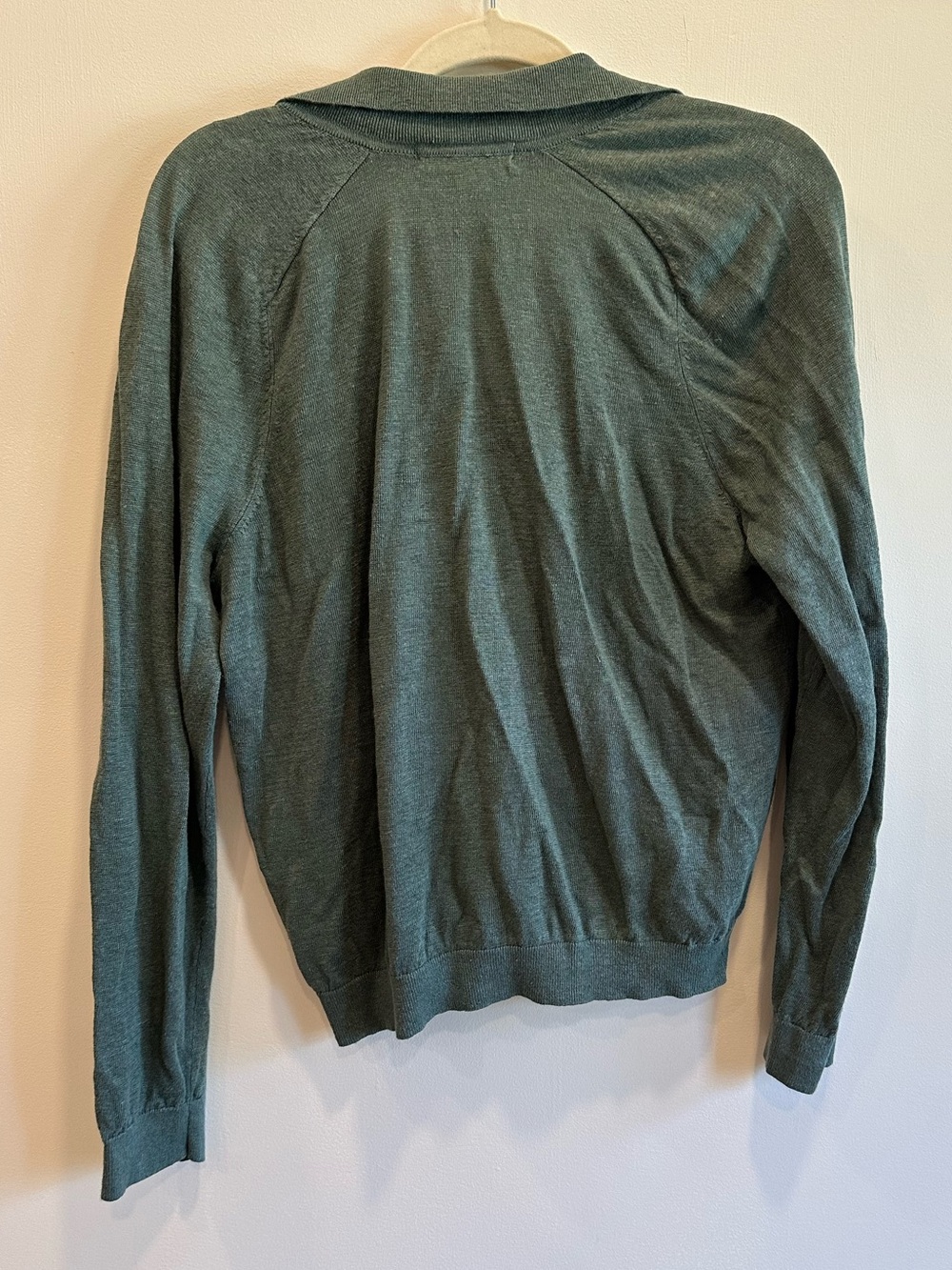 Boden Agnes Collared Linen Jumper V Neck Sweater Green Jasper Sz Large - Picture 5 of 10